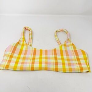 Skatie NANCY Yellow Plaid Bikini Top in Suva Plaid Size XS Beach Summer NEW